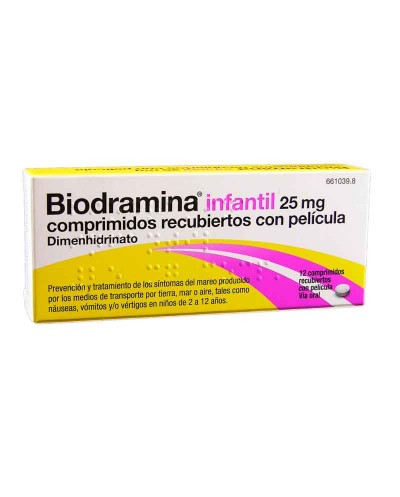 Biodramina Infantil 25 mg 12 Comprimidos