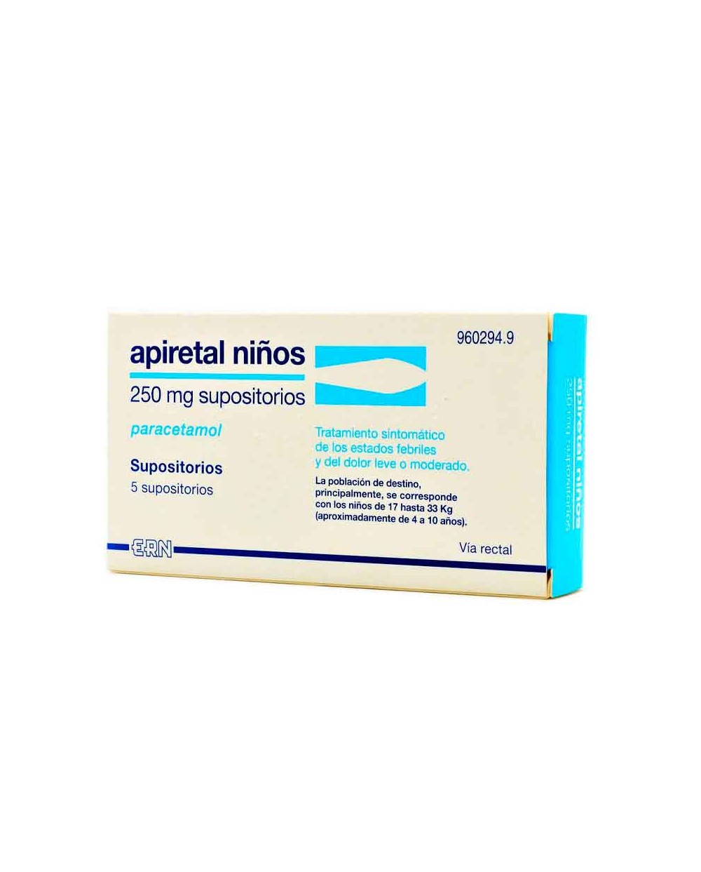 Apiretal Niños 250 mg 5 Supositorios Paracetamol