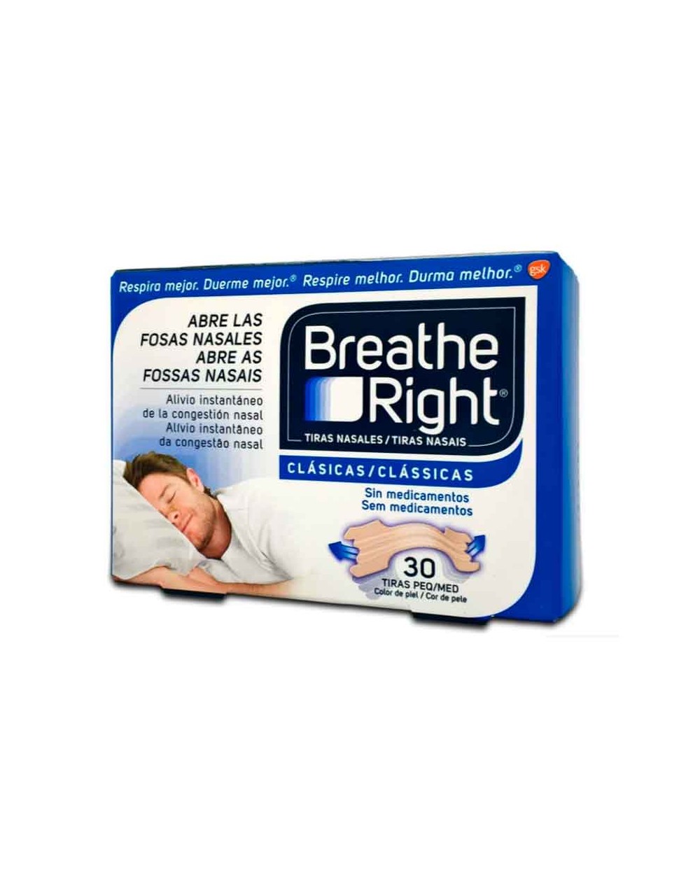 Tiras nasales Breathe Right naturales, pequeñas/medianas - 30 unidades