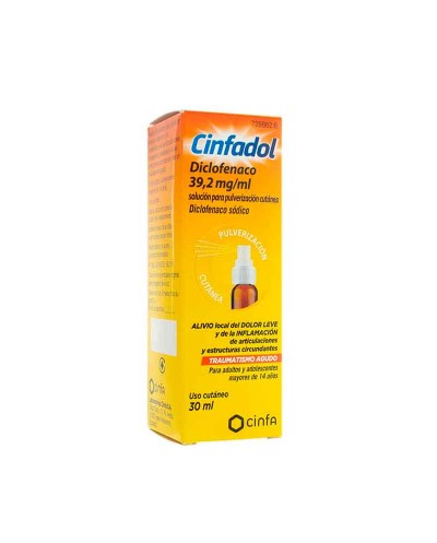 Cinfadol Diclofenaco 39,2 mg/ml Solución para Pulverización Cutánea, 30 ml