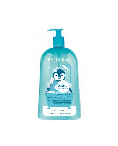 ABCDerm gel limpiador sin jabón que respeta la piel de los bebés y niños (gel para cara, cabello y cuerpo)– 1 L