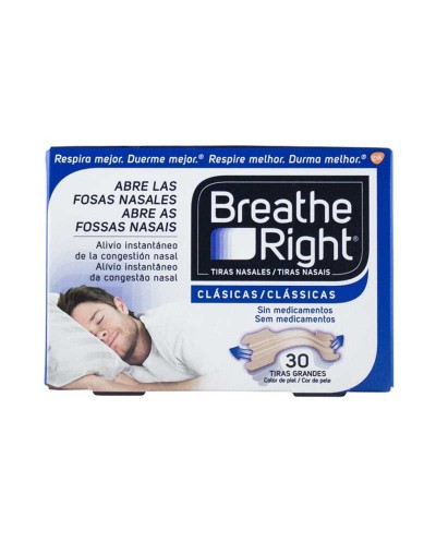 Tiras nasales Breathe Right naturales, grandes - 30 unidades