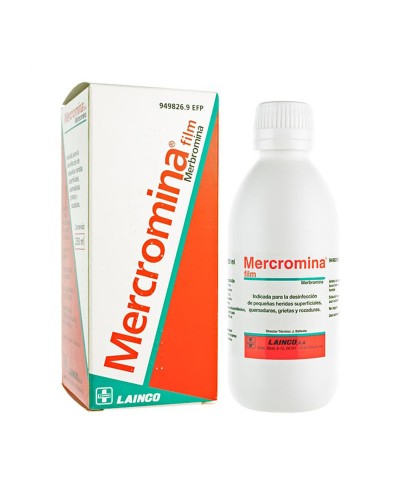 Mercromina Film 250ml. Desinfección de heridas, quemaduras, cortes y rozaduras