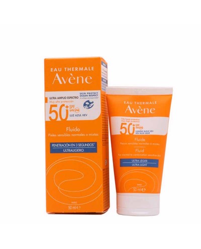 Avène protector solar fluido pieles sensibles, normales o mixtas SPF50+ - 50 ml.