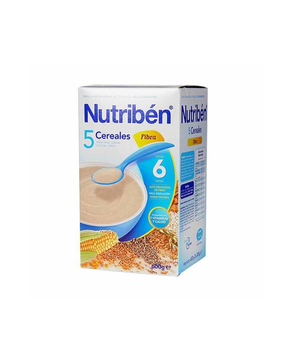 Papilla Nutribén 5 cereales con fibra enriquecida con vitaminas y calcio 600 gr.