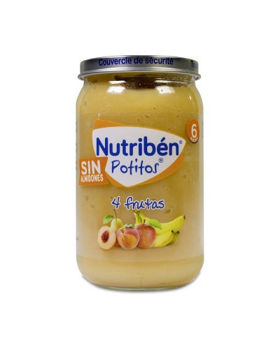 Potito Nutribén 4 frutas (manzana, melocotón, plátano y pera) para niños +6 meses - 235gr.