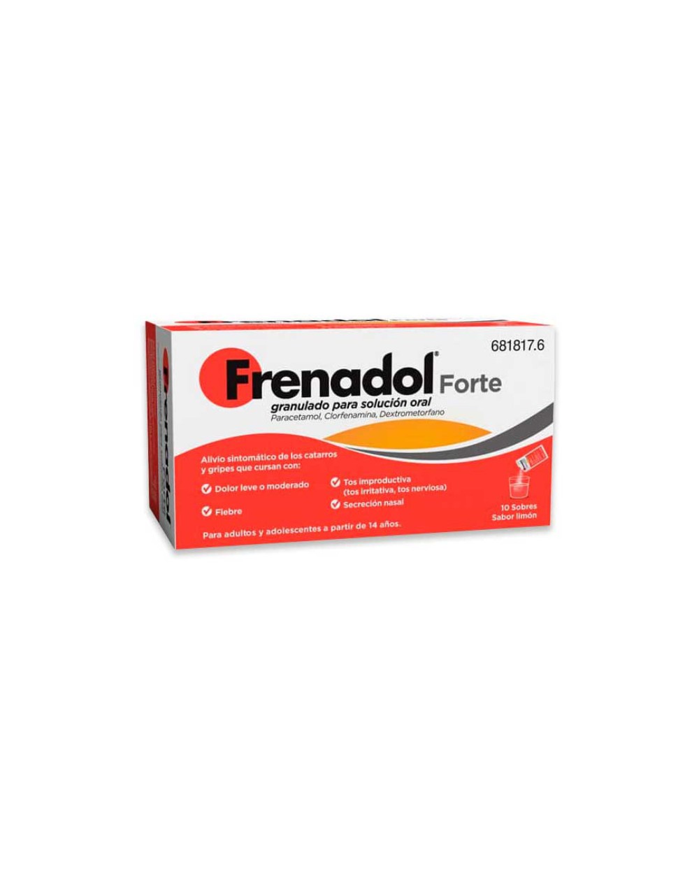 Frenadol Forte 10 sobre - Dolor de cabeza, fiebre, tos seca, secreción nasal, dolor de garganta