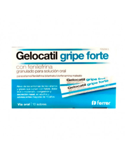 Gelocatil Gripe Forte Con Fenilefrina, 10 Sobres Granulado Solucion Oral