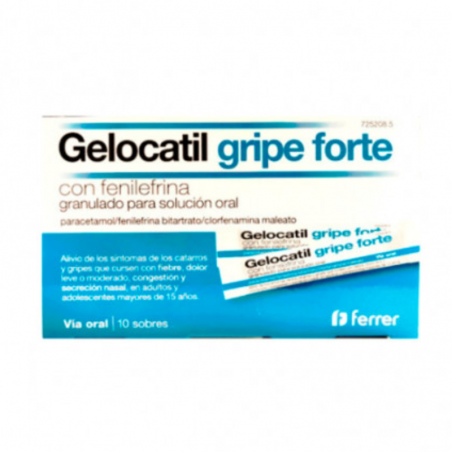 Gelocatil Gripe Forte Con Fenilefrina, 10 Sobres Granulado Solucion Oral