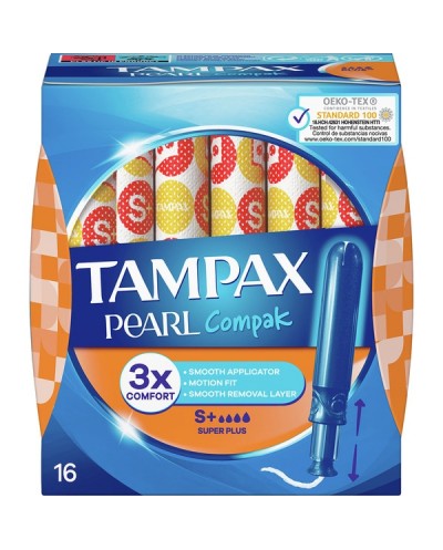 TAMPAX
Compak Pearl tampones con aplicador super plus caja 16 unidades
