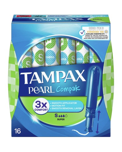 TAMPAX
Compak Pearl tampones con aplicador super caja 16 unidades