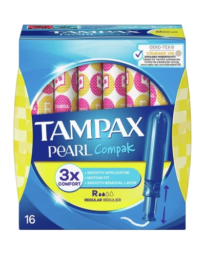 TAMPAX
Compak Pearl tampones con aplicador regular caja 16 unidades