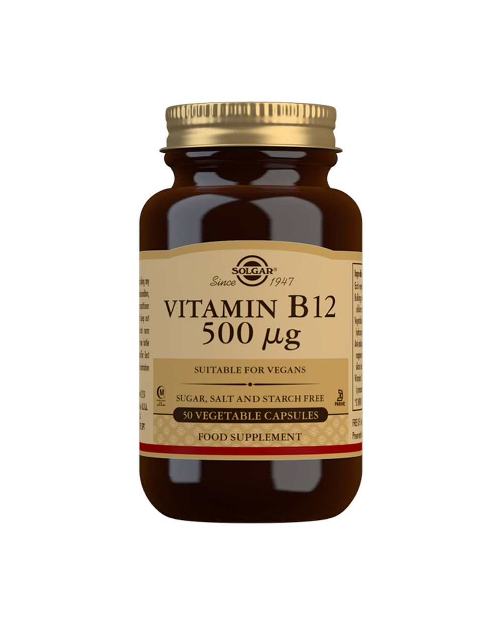 Solgar Vitamina B12 500Mcg. (Cianocobalamina) - 50 Cápsulas Vegetales