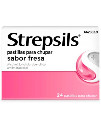 Strepsils sin azucar 24 pastillas para chupar sabor fresa