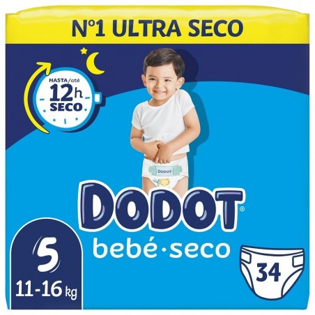 DODOT Pañal Talla 5 Bebé-Seco (11-16 Kg) 34 unidades
