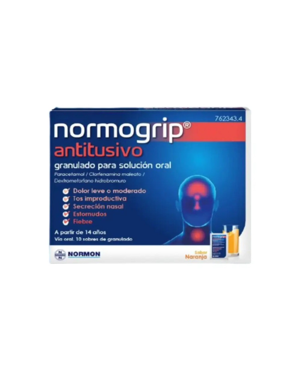 Normogrip antitusivo 10 sobres granulado para solucion oral