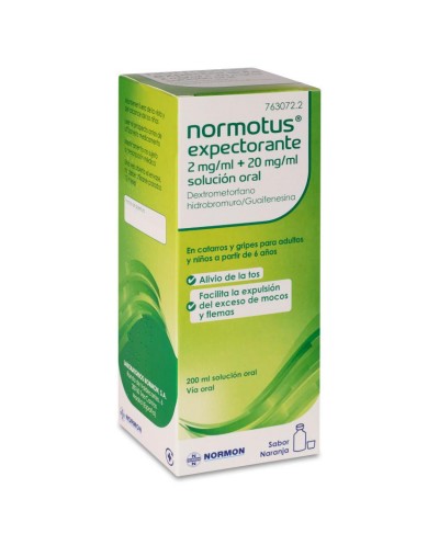 Normotus expectorante 2 mg/ml + 20 mg/ml solucion oral 1 frasco 200 ml