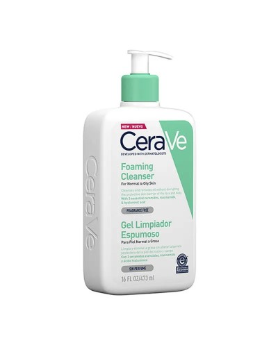 CeraVe Gel Limpiador Espumoso 473ml para pieles sensibles con tendencia acneica