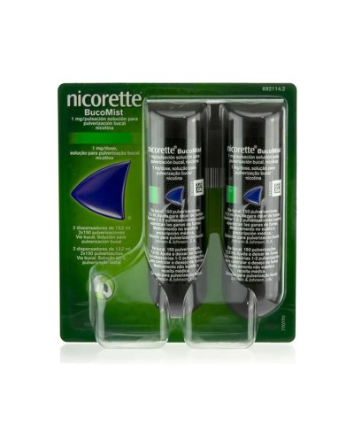 nicorette bucomist 1 mg/pulsacion solucion para pulverizacion bucal 2 envases 13,2 ml (150 dosis)