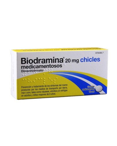 BIODRAMINA 20 MG 12 CHICLES MEDICAMENTOSOS