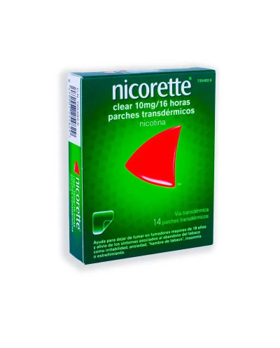 Nicorette clear 10 mg/16 horas, 14 parches transdérmicos