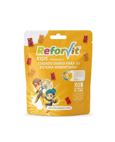 Reforvit kids vitamina c 30 caramelos de goma sabor fresa naranja y cereza