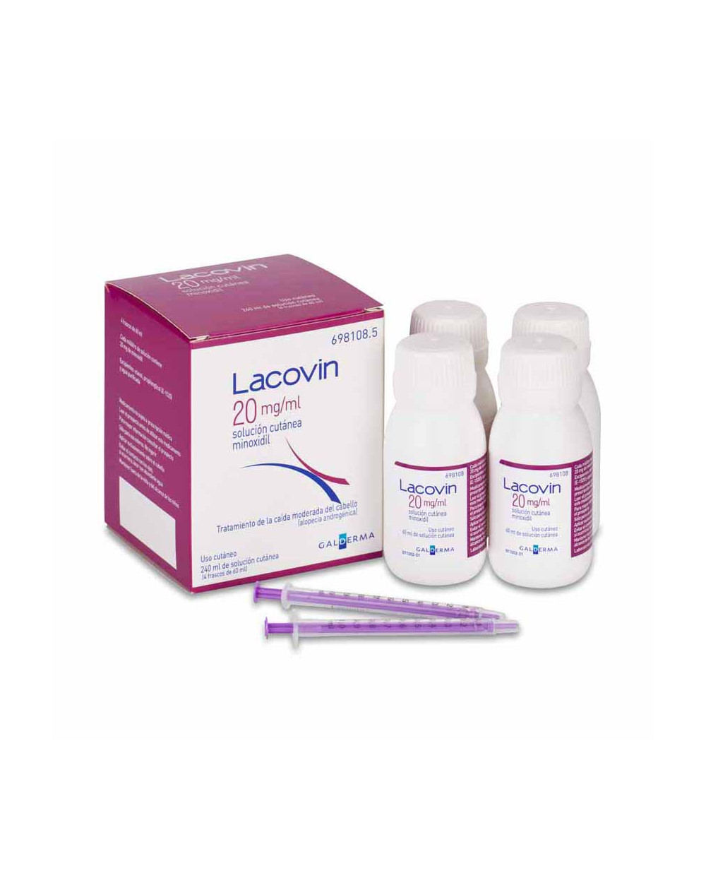 Lacovin 2% Minoxidil Solución 4 Frascos 60 ml